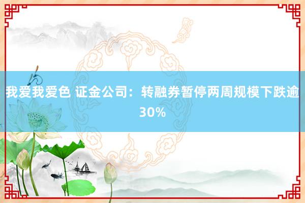 我爱我爱色 证金公司：转融券暂停两周规模下跌逾30%