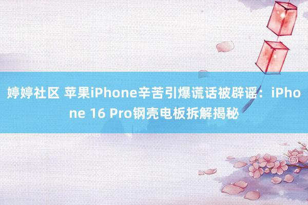 婷婷社区 苹果iPhone辛苦引爆谎话被辟谣：iPhone 16 Pro钢壳电板拆解揭秘