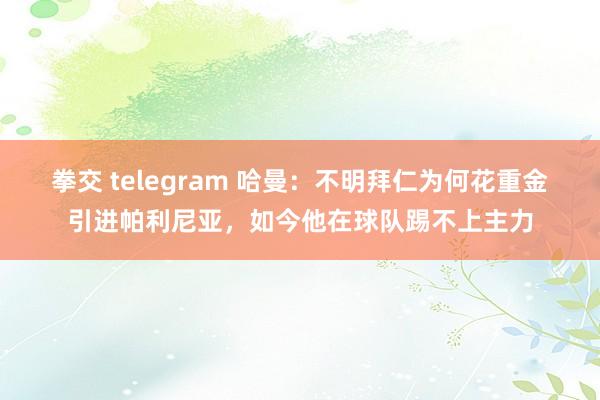 拳交 telegram 哈曼：不明拜仁为何花重金引进帕利尼亚，如今他在球队踢不上主力