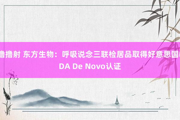 撸撸射 东方生物：呼吸说念三联检居品取得好意思国FDA De Novo认证