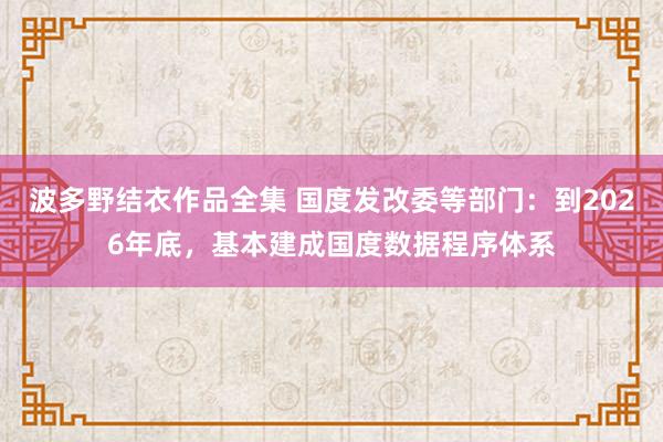 波多野结衣作品全集 国度发改委等部门：到2026年底，基本建成国度数据程序体系