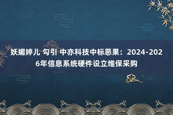 妖媚婷儿 勾引 中亦科技中标恶果：2024-2026年信息系统硬件设立维保采购