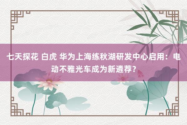 七天探花 白虎 华为上海练秋湖研发中心启用：电动不雅光车成为新遴荐？