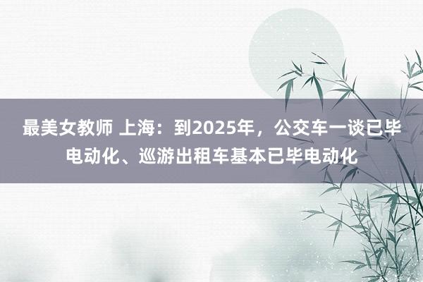 最美女教师 上海：到2025年，公交车一谈已毕电动化、巡游出租车基本已毕电动化