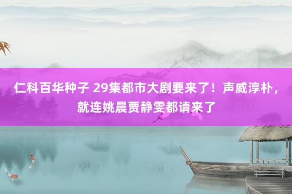 仁科百华种子 29集都市大剧要来了！声威淳朴，就连姚晨贾静雯都请来了