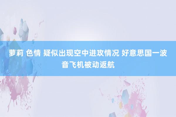 萝莉 色情 疑似出现空中进攻情况 好意思国一波音飞机被动返航