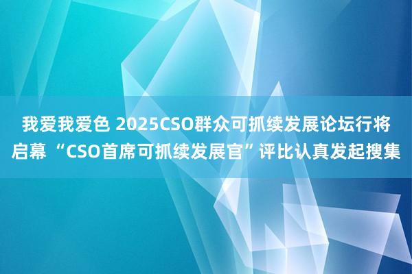 我爱我爱色 2025CSO群众可抓续发展论坛行将启幕 “CSO首席可抓续发展官”评比认真发起搜集