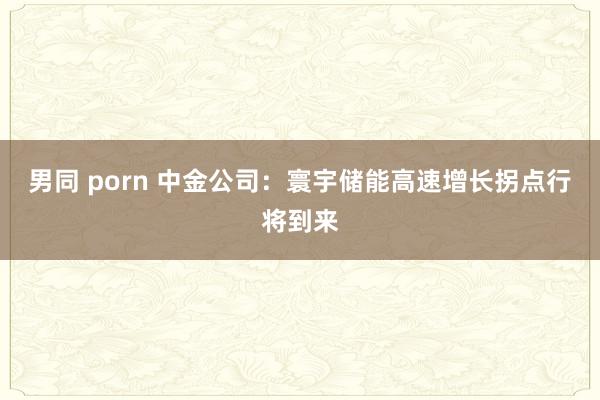 男同 porn 中金公司：寰宇储能高速增长拐点行将到来