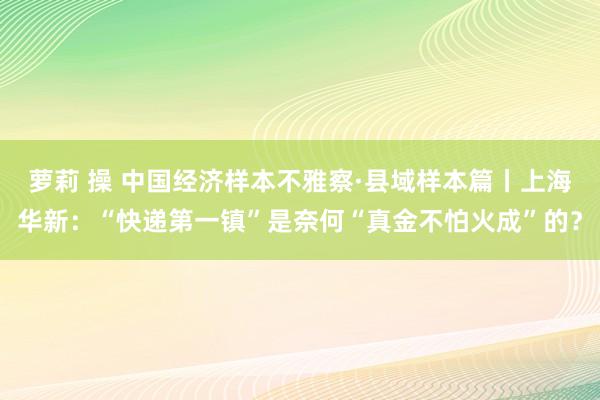 萝莉 操 中国经济样本不雅察·县域样本篇丨上海华新：“快递第一镇”是奈何“真金不怕火成”的？