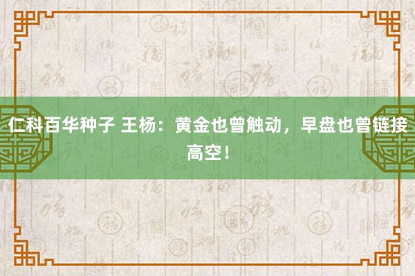 仁科百华种子 王杨：黄金也曾触动，早盘也曾链接高空！