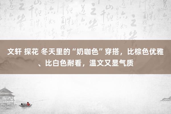 文轩 探花 冬天里的“奶咖色”穿搭，比棕色优雅、比白色耐看，温文又显气质