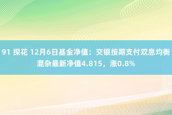 91 探花 12月6日基金净值：交银按期支付双息均衡混杂最新净值4.815，涨0.8%