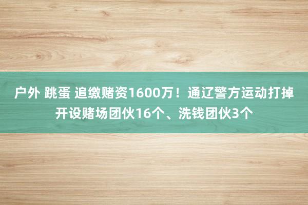 户外 跳蛋 追缴赌资1600万！通辽警方运动打掉开设赌场团伙16个、洗钱团伙3个