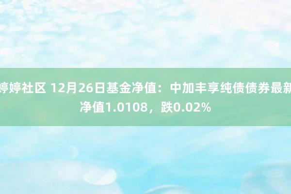 婷婷社区 12月26日基金净值：中加丰享纯债债券最新净值1.0108，跌0.02%