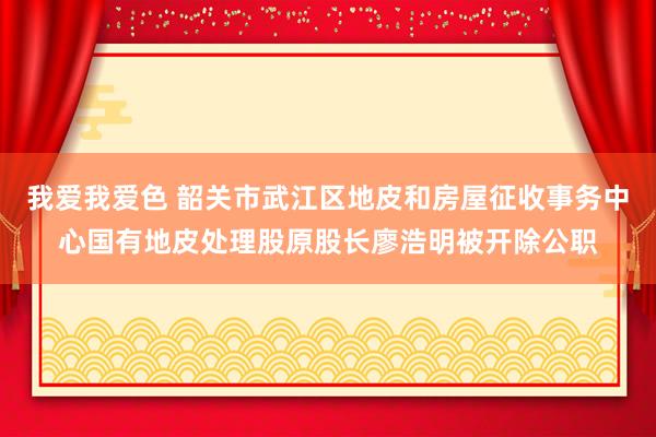 我爱我爱色 韶关市武江区地皮和房屋征收事务中心国有地皮处理股原股长廖浩明被开除公职