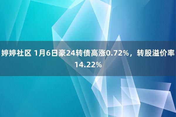 婷婷社区 1月6日豪24转债高涨0.72%，转股溢价率14.22%