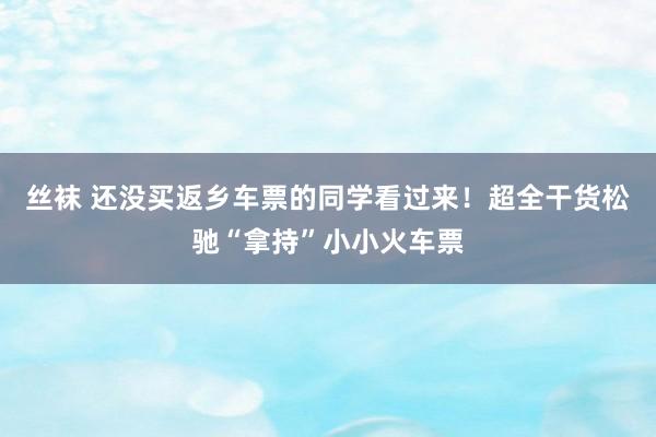 丝袜 还没买返乡车票的同学看过来！超全干货松驰“拿持”小小火车票