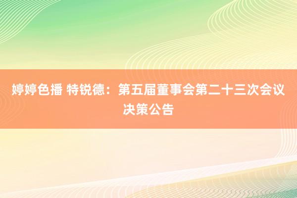 婷婷色播 特锐德：第五届董事会第二十三次会议决策公告