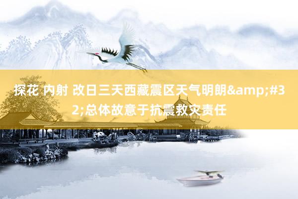 探花 内射 改日三天西藏震区天气明朗&#32;总体故意于抗震救灾责任