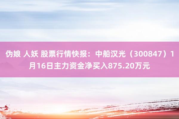 伪娘 人妖 股票行情快报：中船汉光（300847）1月16日主力资金净买入875.20万元