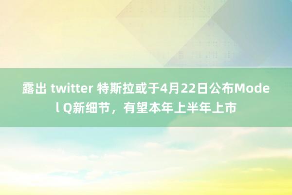 露出 twitter 特斯拉或于4月22日公布Model Q新细节，有望本年上半年上市